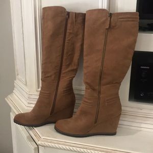 Knee high suede boots